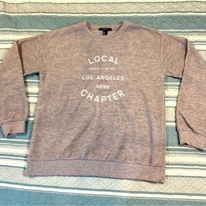 Forever 21 Babes Club Inc Los Angeles Crewneck Sweater Gray Fuzzy Sz Med